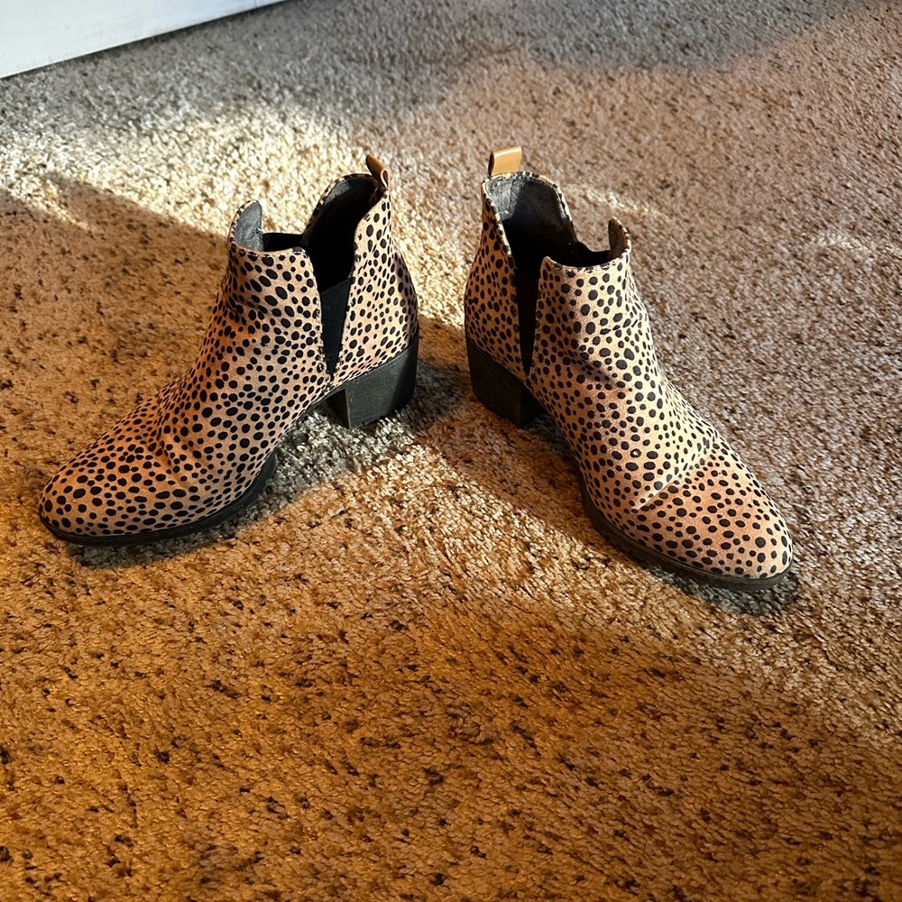 Leopard print slip on booties